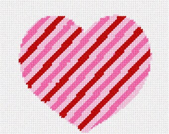 Needlepoint Kit or Canvas: Heart Striped