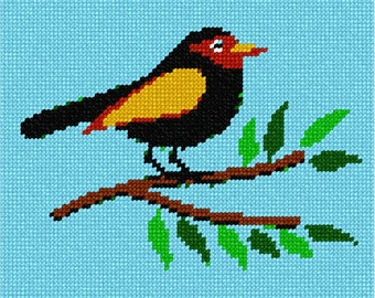 Needlepoint Kit or Canvas: Beginner Bird