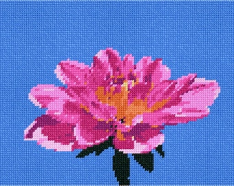 Needlepoint Kit or Canvas: Dahlia On Sky