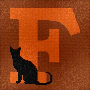 Needlepoint Kit or Canvas: Letter F Black Cat