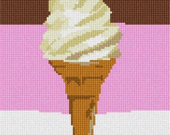 Needlepoint Kit or Canvas: Vanilla Ice Cream Cone