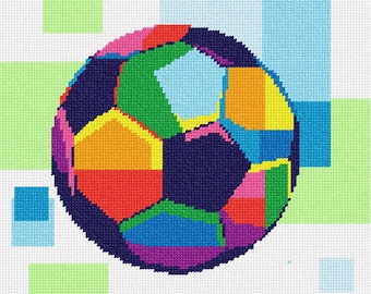 Needlepoint Kit or Canvas: Soccer Ball In Color