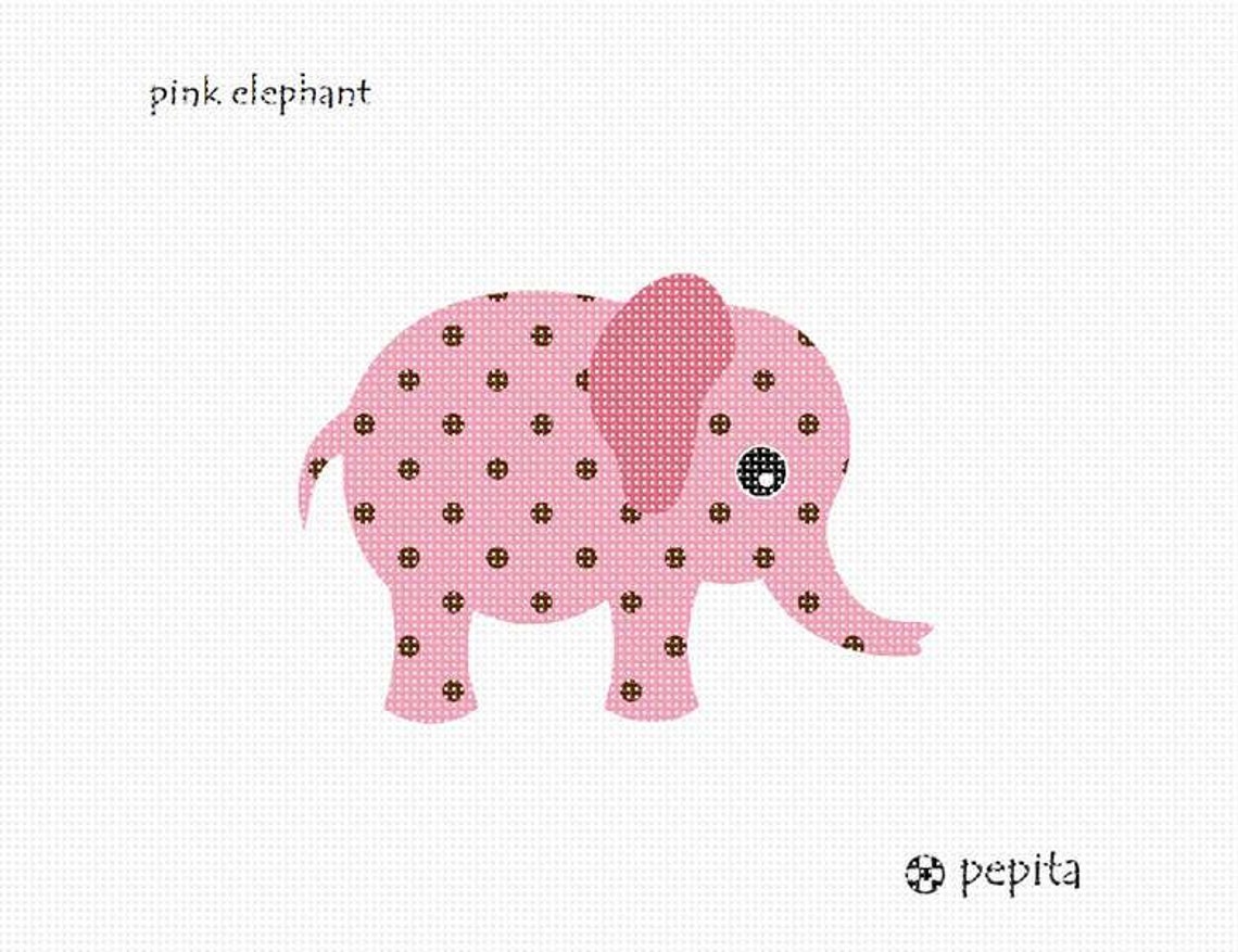 Needlepoint Kit or Canvas Pink Elephant Etsy