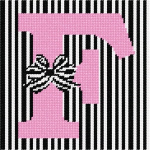 Needlepoint Kit or Canvas: Letter F Striped Bow