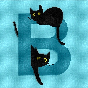 Needlepoint Kit or Canvas: Letter B Black Cats
