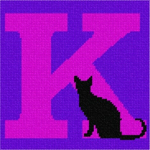 Needlepoint Kit or Canvas: Letter K Black Cat