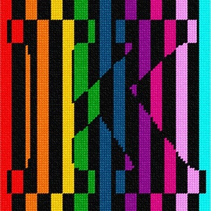Needlepoint Kit or Canvas: Letter K Illusion