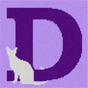 Needlepoint Kit or Canvas: Letter D Grey Cat