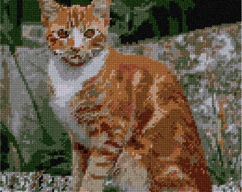 Needlepoint Kit or Canvas: Tabby Cat