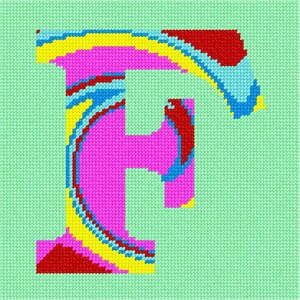 Needlepoint Kit or Canvas: Letter F Tie Dye