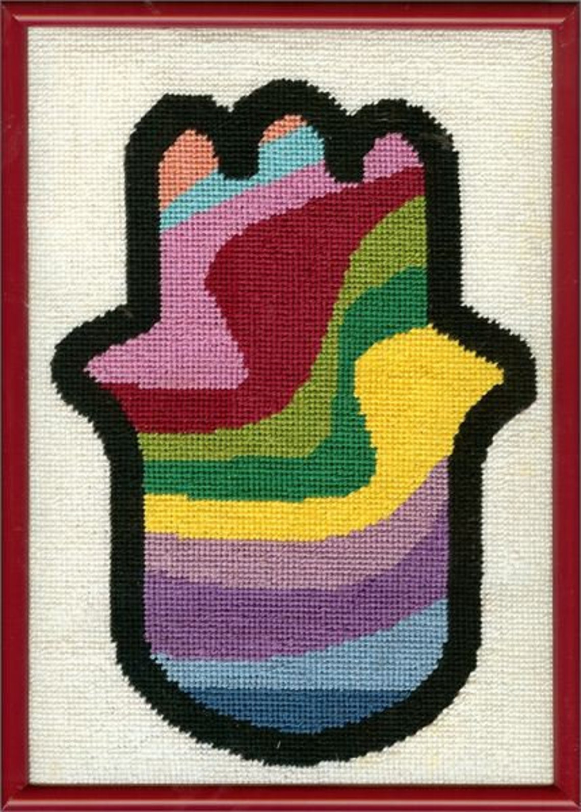 Needlepoint Kit or Canvas Hamsa Rainbow Etsy