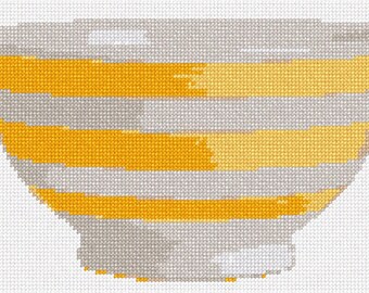 Needlepoint Kit or Canvas: Striped Yellow Bowl