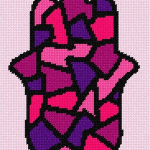 Needlepoint Kit or Canvas: Hamsa Stained Glass Pinks