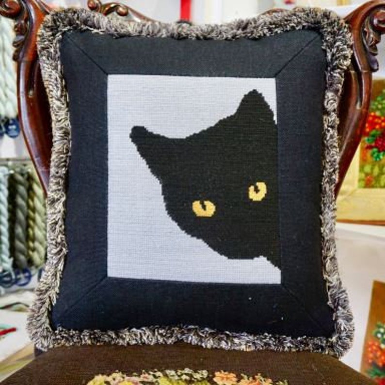 Needlepoint Kit or Canvas: Cat Around Corner | Etsy