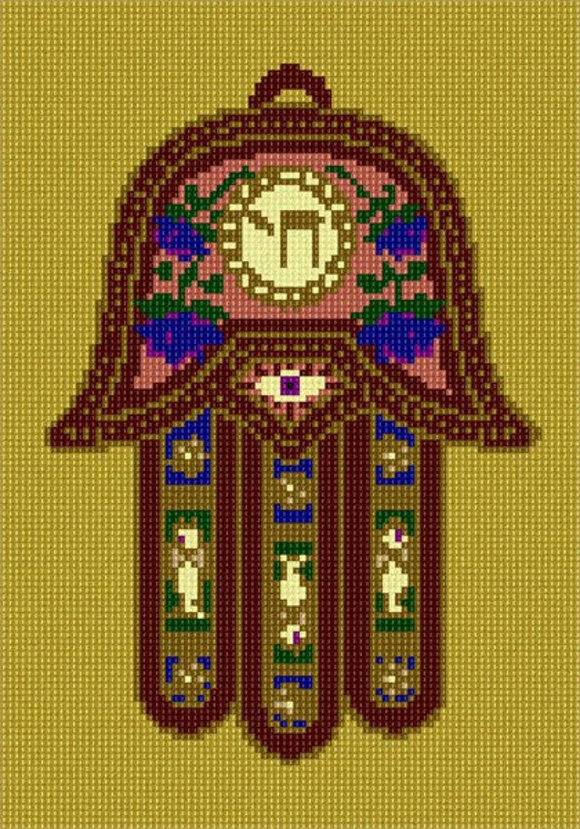 Needlepoint Kit or Canvas Hamsa Chai Etsy