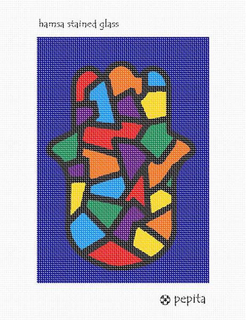 Needlepoint Kit or Canvas: Hamsa Stained Glass image 2
