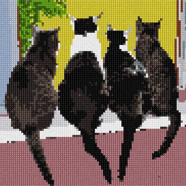 Needlepoint Kit or Canvas: Cats In A Row