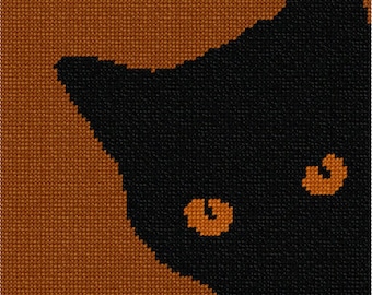 Needlepoint Kit or Canvas: Cat Around Corner Browns