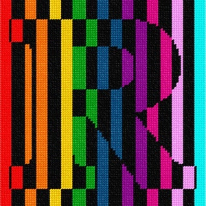 Needlepoint Kit or Canvas: Letter R Illusion