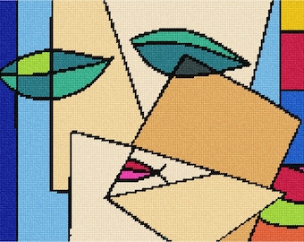 Needlepoint Kit or Canvas: Face In Abstract