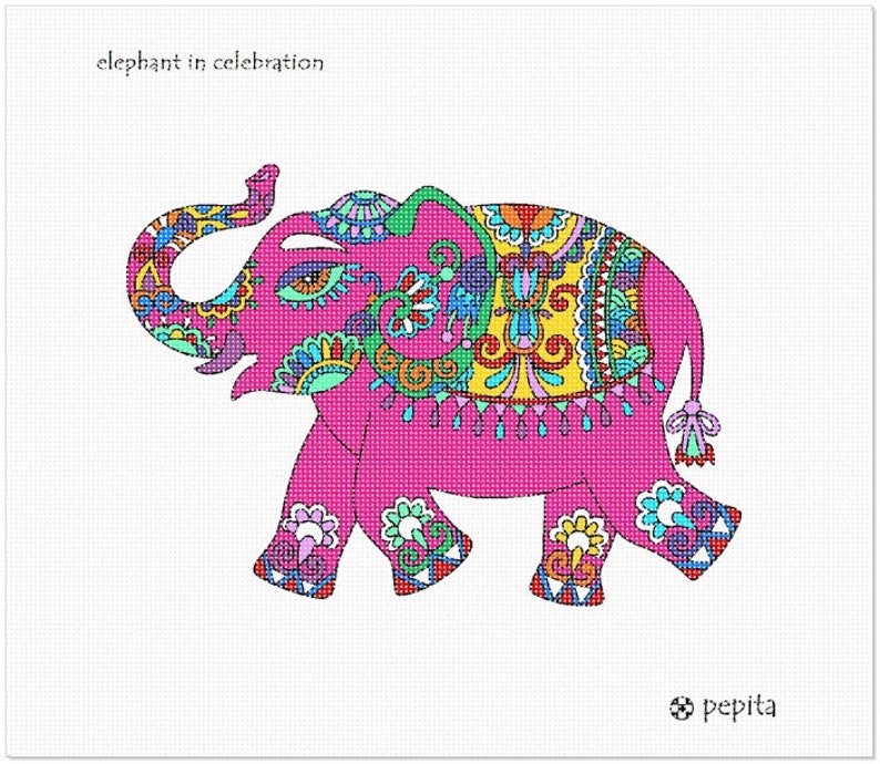 Needlepoint Kit or Canvas Elephant in Celebration Etsy