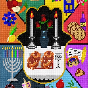 Needlepoint Kit or Canvas: Hamsa All Around The Year