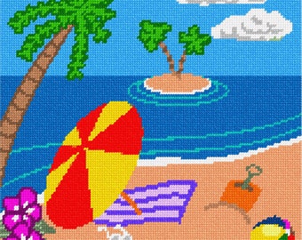 Needlepoint Kit or Canvas: Beach 2