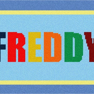 Needlepoint Kit or Canvas: Custom Colorful Name Boy