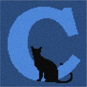 Needlepoint Kit or Canvas: Letter C Black Cat
