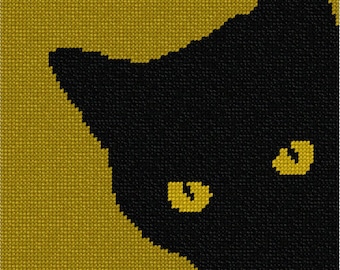 Needlepoint Kit or Canvas: Cat Around Corner Golds