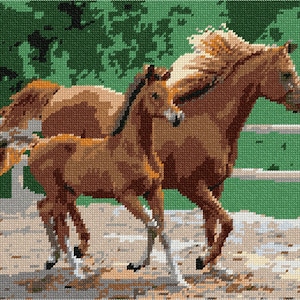 Needlepoint Kit or Canvas: mare and foal