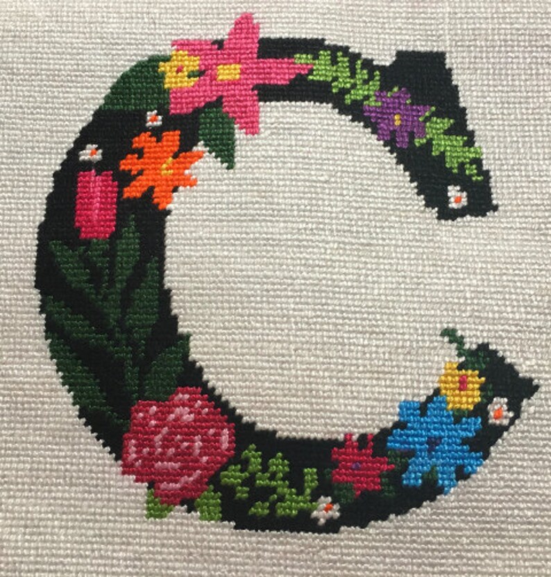 Needlepoint Kit or Canvas Letter J Primary Floral Etsy