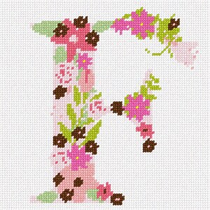 Needlepoint Kit or Canvas: The Letter F Flowering