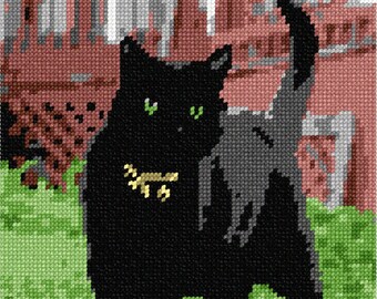 Needlepoint Kit or Canvas: Black Cat