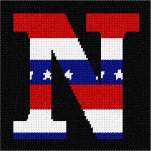 Needlepoint Kit or Canvas: Letter N Usa