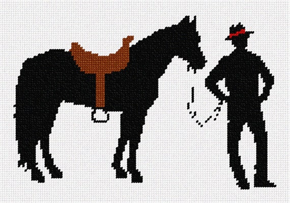 Needlepoint Kit or Canvas: Ready to Ride Cowboy Horse - Etsy