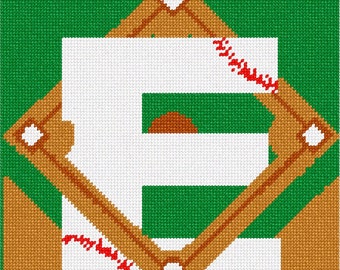 Needlepoint Kit or Canvas: Letter E Baseball