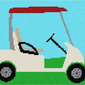 Needlepoint Kit or Canvas: Golf Cart