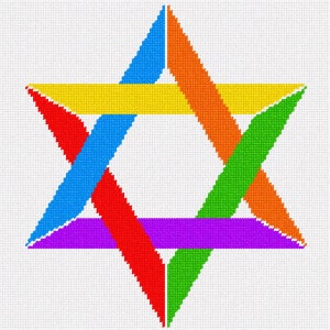 Needlepoint Kit or Canvas: Jewish Star Color Strokes