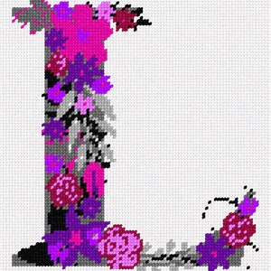Needlepoint Kit or Canvas: The Letter L Flowering Greys
