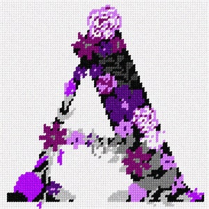 Needlepoint Kit or Canvas: The Letter A Flowering Purples