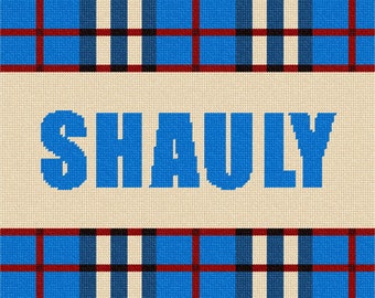 Needlepoint Kit or Canvas: Custom Name Tartan