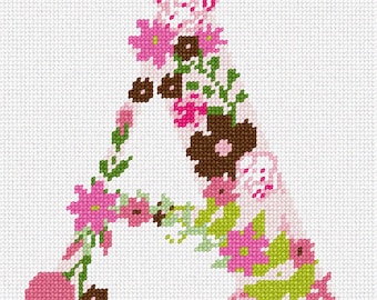 Needlepoint Kit or Canvas: The Letter A Flowering