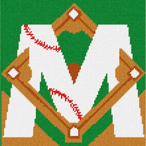 Needlepoint Kit or Canvas: Letter M Baseball