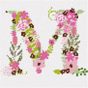 Needlepoint Kit or Canvas: The Letter M Flowering