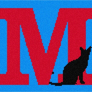 Needlepoint Kit or Canvas: Letter M Black Cat