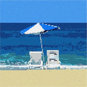 Needlepoint Kit or Canvas: Beach Chairs Umbrella