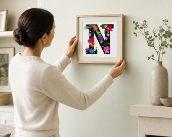 Needlepoint Kit or Canvas: Letter N Primary Floral - Etsy