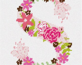 Needlepoint Kit or Canvas: The Letter S Flowering
