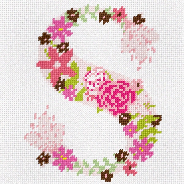 Needlepoint Kit or Canvas: The Letter S Flowering